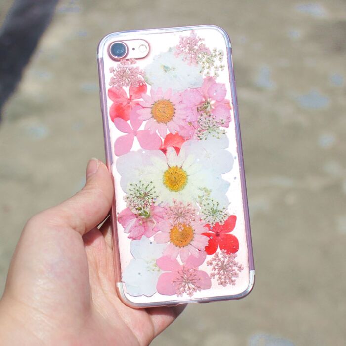 HHSJ Protective Handmade Real Dried Flower Soft TPU Case for