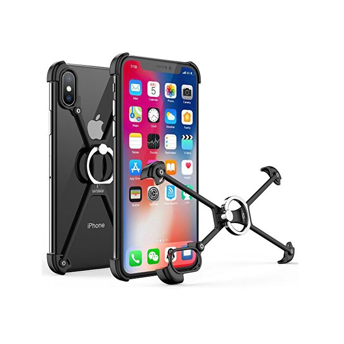 Oatsbasf Protective Aluminum Metal Frame Bumper Case with Ring