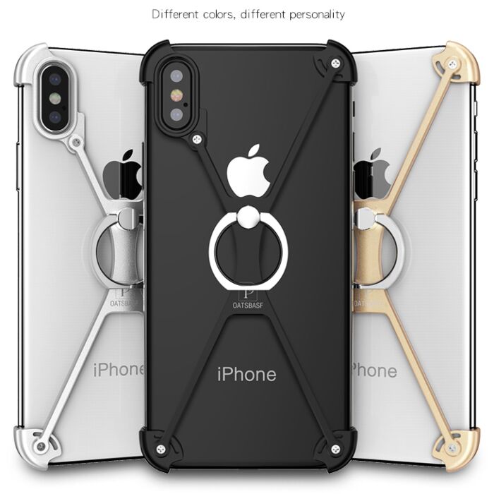 Oatsbasf Protective Aluminum Metal Frame Bumper Case with Ring