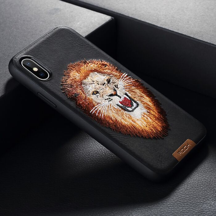 Buy Rock Protective Tpu And Pu Case With Beast Embroidery Pattern For Iphone X At Giztop