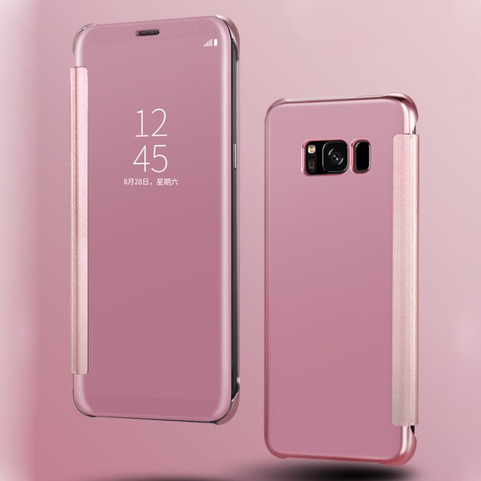 YSL Mirror Clear View Window Smart Flip Hard PC Case for Samsung Galaxy S8  / S8+ / S9 / S9+ / S9 Plus