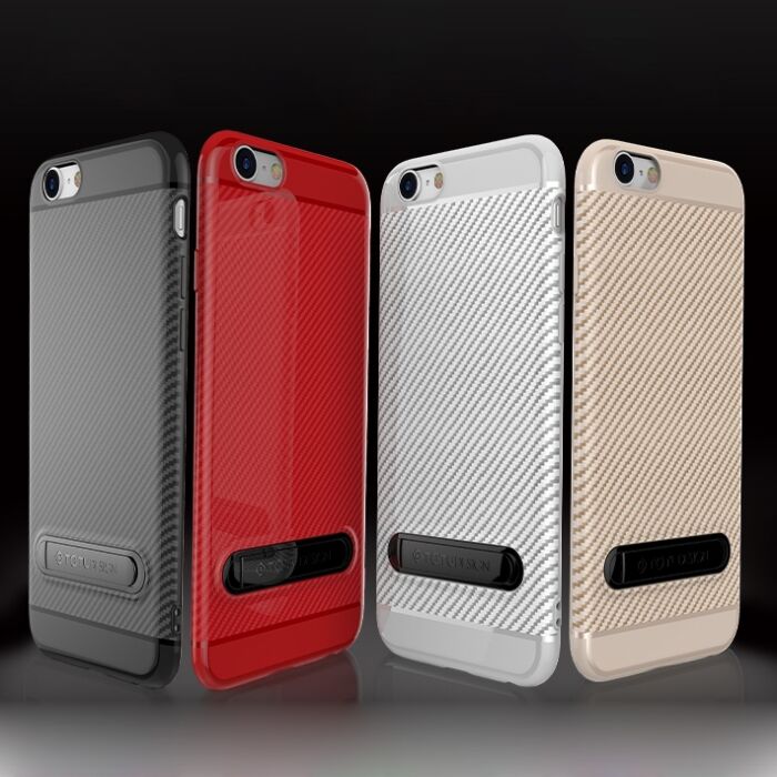 totu shockproof carbon fiber soft case with built in kickstand for iphone 6 6s 6 plus 6s plus