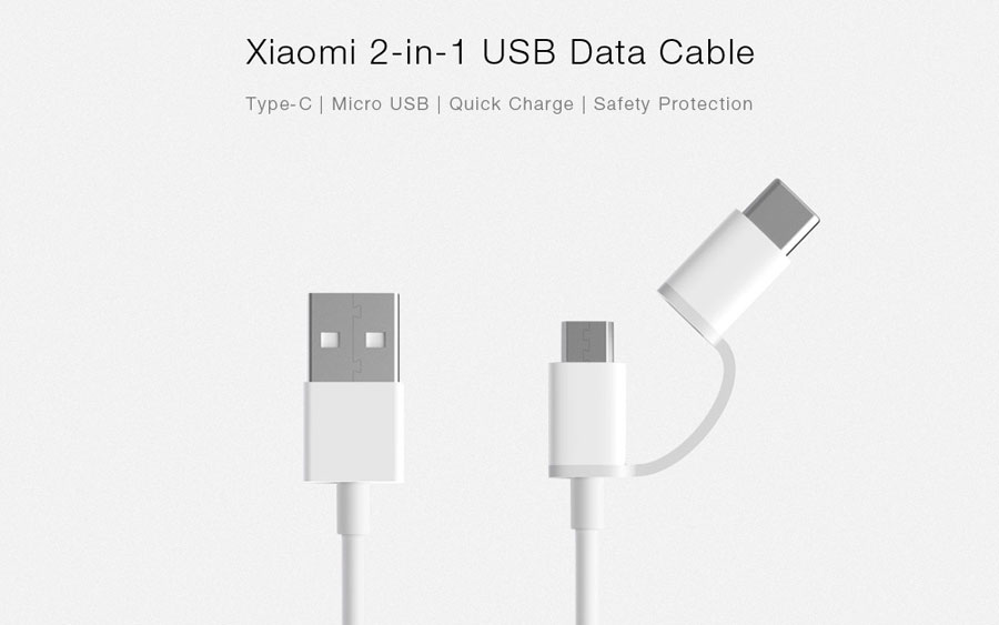 Mi 2-in-1 USB Cable (Micro USB to Type C) 100cm Black]Product Info